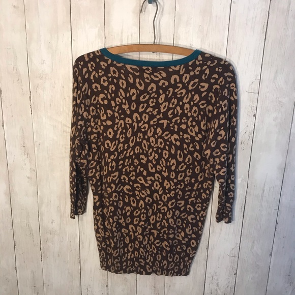 Merona Cheetah Print And Blue Cardigan Size M - Picture 5 of 7